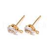 Brass Micro Pave Cubic Zirconia Stud Earring Findings KK-F898-14A-G-2