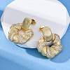 Flower Brass Micro Pave Cubic Zirconia Stud Earrings EJEW-R025-07G-3
