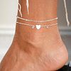 Heart Star Brass Crystal Rhinestone Charm Double Layer Anklets for Women FS-WG032DF-04-2