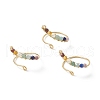 Natural Mixed Gemstone Braided Beaded Chakra Open Cuff Ring X-RJEW-JR00548-1