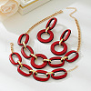 Acrylic Oval Link Chain Pendant Necklace & Stud Dangle Earring Sets FS-WGBB07C-01-1