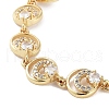 Rack Plating Brass Pave Clear Cubic Zirconia Flat Round Link Chain Bracelets for Women BJEW-R317-13G-2