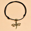 Adjustable Black Waxed Cord Anklets WGF8958-04-2