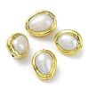 Rack Plating Brass Beads with Baroque Natural Keshi Pearl KK-K348-23G-1