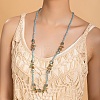 Bohemian Vacation Style Glass Teardrop Cube Round Beaded Long Women's Vintage Fashion Necklaces OA6188-3-3
