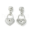 Rack Plating Eco-Friendly Brass Micro Pave Clear Cubic Zirconia European Dangle Charms KK-K330-46P-2