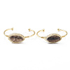 Natural Smoky Quartz Horse Eye Wrapped Cuff Bangle G-D458-02G-08-RS-1