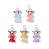 Transparent Glass Beads with ABS Plastic Imitation Pearl Round Beads and Tibetan Style Alloy Fairy Wing Beads and 304 Stainless Steel Flat Head Pins Pendants PALLOY-JF03628-1
