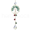 Christmas Glass Beads Wire Wrapped Tree of Life Hanging Ornaments HJEW-TA00209-1