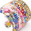 11Pcs 10 Style Synthetic Turquoise(Dyed) & Hematite & Millefiori Glass Stretch Bracelets Set with Word Happy Beaded BJEW-JB08832-5