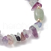 Natural Fluorite Chip & Cuboid Beaded Stretch Bracelets for Women BJEW-JB10808-05-4