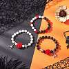 3Pcs Halloween Theme Natural & Synthetic Lava Rock Round Beads Stretch Bracelets BJEW-MZ00185-1