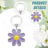 HOBBIESAY 6Pcs 3 Colors Daisy Alloy Enamel Pendant Keychain KEYC-HY0001-18-4