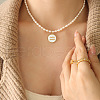 Mother's Day Jewellery 304 Stainless Steel Pave Natural White Shell Constellation Pendant Natural Freshwater Pearl Rice Beaded Necklaces for Women FS-WG631DE-10-1