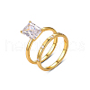 925 Sterling Silver Pave Cubic Zirconia Finger Rings for Couple AG7275-3-2