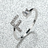 Brass Micro Pave Cubic Zirconia Cuff Rings for Women FS-WGA4C54-32-1