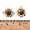 Natural Tiger Eye Faceted Connector Charms G-H323-03G-09-3