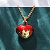 Brass FireBrick Enamel Pendant Necklaces for Women NJEW-K381-08B-G-2