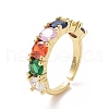 Colorful Cubic Zirconia Open Cuff Ring RJEW-I093-03LG-2