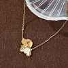 304 Stainless Steel White Enamel & Crystal Rhinestone Dog Pendant Necklaces for Women NJEW-M101-03G-4