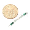 Faceted Round Natural Green Aventurinee & Malachite & Potato Natural Cultured Freshwater Pearl Beaded Connector Charms PALLOY-JF03532-03-4