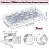 Beebeecraft 50Pcs Adjustable 304 Stainless Steel Finger Rings Components STAS-BBC0003-82-2