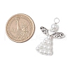 Pearlized Glass Pearl Bead Pendants PALLOY-JF03206-02-2