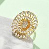 Brass Micro Pave Cubic Zirconia Adjustable Open Cuff Rings RJEW-V009-03G-3