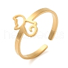 Hollow Cat 304 Stainless Steel Open Cuff Rings for Women RJEW-N048-07G-1