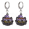 Halloween Theme Alloy Enamel Leverback Earrings EJEW-JE06476-5
