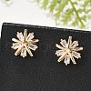 Brass Micro Pave Clear Cubic Zirconia Stud Earrings for Women EJEW-G428-26G-02-1