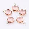 Golden Tone Brass Glass Flat Round Charms GLAA-M003-A-16G-1