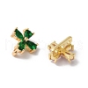 Brass Pave Glass Flower Spacer Bars KK-C062-028G-2