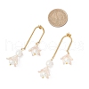 304 Stainless Steel Glass Flower Dangle Stud Earrings EJEW-JE06481-03-4