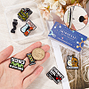 SUNNYCLUE 7Pcs 7 Styles Bioscience Theme Black Zinc Alloy Brooches JEWB-SC0001-50-3