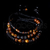 3Pcs Adjustable Natural Tiger Eye & Lava Rock & Synthetic Non-magnetic Hematite Bead Braided Bracelet Sets HN0580-3