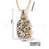 Brass Pave Colorful Cubic Zirconia Letter Pendant Box Chain Necklaces NU0575-5-1