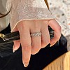 Rhombus Pattern 925 Sterling Silver with Crystal Rhinestone Finger Rings FS-WG922B2-04-3