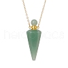 Natural Green Aventurine Faceted Cone Perfume Bottle Pendant Necklace PW-WG8F691-12-1