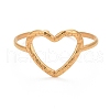 Ion Plating(IP) 304 Stainless Steel Open Heart Cuff Ring for Women RJEW-C025-23G-2