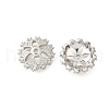 Flower Brass Clear Cubic Zirconia Bead Caps KK-V008-04P-1