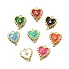 304 Stainless Steel Enamel Heart Connector Charms STAS-Q337-02G-1