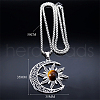 Gothic Moon Sun 304 Stainless Steel Pave Natural Tiger Eye Pendant Necklaces for Women FS-WG56BEB-01-2