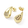 Teardrop Rack Plating Brass Cubic Zirconia Stud Earrings for Women EJEW-B047-02G-04-2