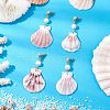 Natural Scallop Shell Dangle Stud Earrings EJEW-TA00628-1