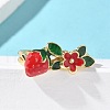 Brass Enamel Adjustable Cuff Rings for Women RJEW-G350-01B-G-3