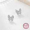 Butterfly Rhodium Plated 925 Sterling Silver Micro Pave Cubic Zirconia Stud Earrings DX6488-1-2