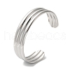 Stainless Steel Grooved Open Cuff Bangles for Women BJEW-G719-22P-1