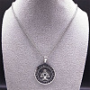 304 Stainless Steel Black Enamel Rune Tree of Life Pendant Necklaces for Men NJEW-K283-27P-3