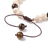 Natural Wood  & Imperial Jasper(Dyed) & Tiger Eye Braided Beaded Bracelet BJEW-JB08210-5